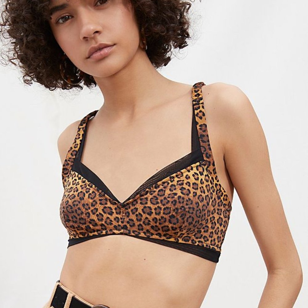 Free People Sasha Leopard Print & Mesh Bralette